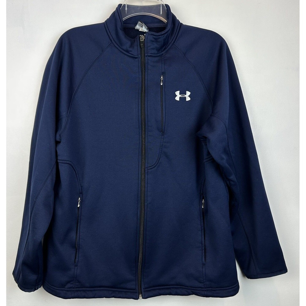 Under Armour Jacket Mens M Navy Blue Full Zip Pockets Solid Casual Layer